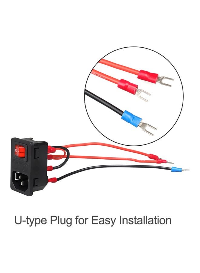 3D Printer Power Supply Switch Male Socket With Fuse Black/Red - Image 4