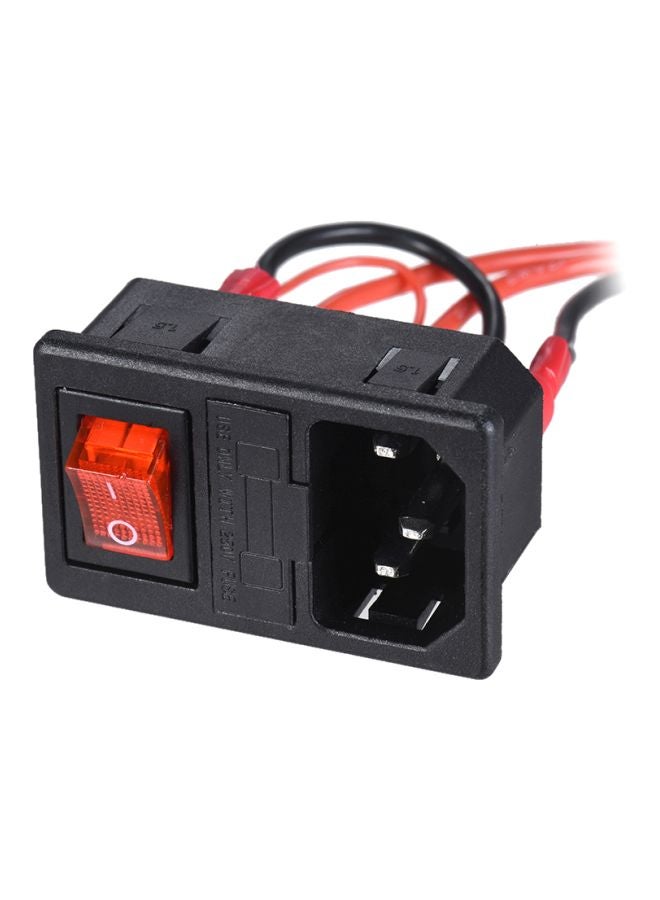 3D Printer Power Supply Switch Male Socket With Fuse Black/Red - Image 1