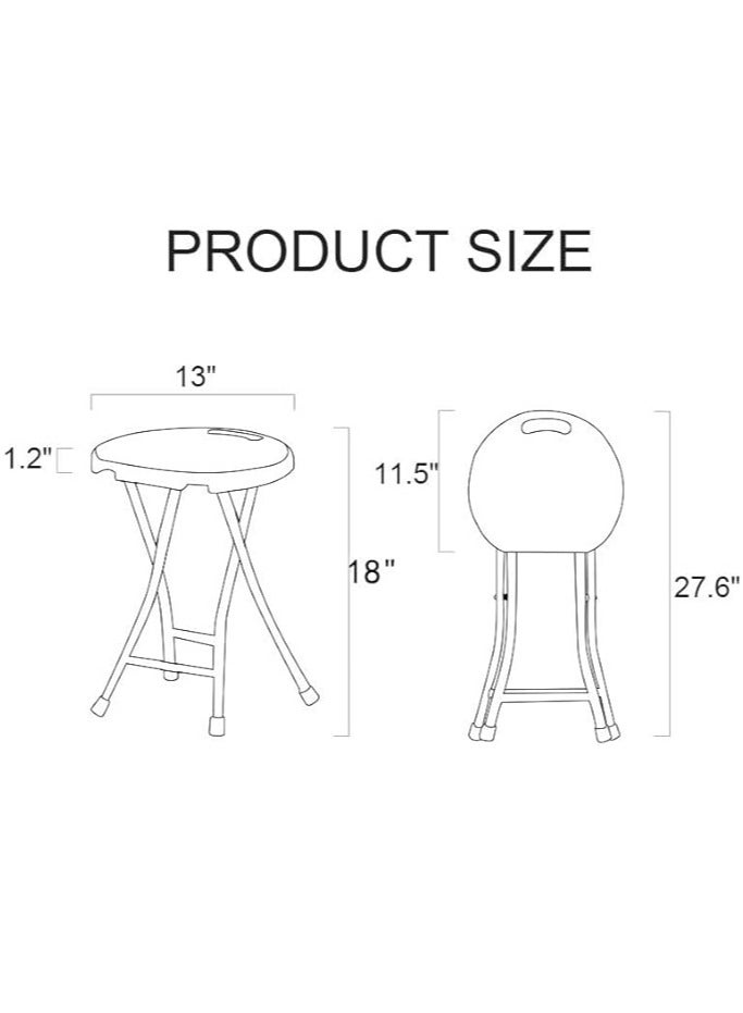 Portable Folding Stool - 33 cm Diameter, 46 cm Height - Ideal for Camping, Fishing, Picnics, and Home Use