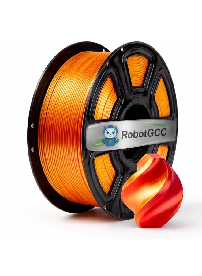 robotgcc Silk PLA Red Gold 1.75mm 3D Printer Filament 1KG Dual Color Silk PLA Filament Metallic Gradient PLA Filament Color Changing PLA Filament Smooth Glossy Finish PLA Material for FDM Printing High Quality PLA Filament Stable Extrusion Consistent Diameter Easy Printing PLA Compatible with Most 3D Printers Decorative Printing Filament for Models Sculptures Cosplay Engineering Prototyping DIY Projects Reliable Layer Adhesion Low Warping Premium Surface Finish Red Gold PLA Filament High Precision Tolerance Strong Bonding Performance Professional 3D Printing Material Universal FDM Filament Spool Long Length High Strength PLA Filament - Image 1