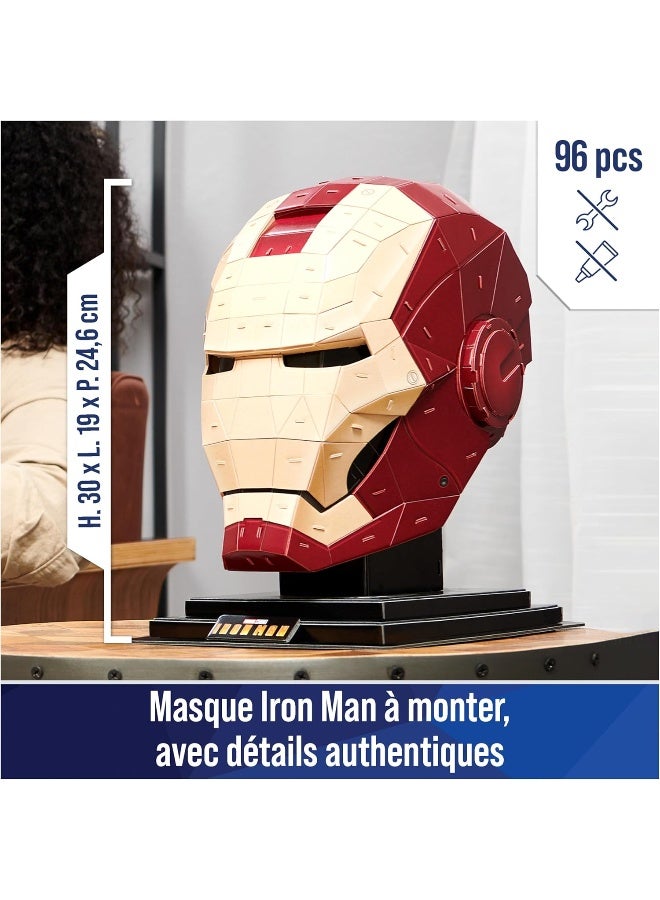 MARVEL ألعاب بناء 4D 4 ألغاز 6069819 4D آيرون مان، مجموعة نموذج مع قاعدة، 96 قطعة | خوذة آيرون مان، ديكور طاولة | ألعاب بناء | ألغاز ثلاثية الأبعاد للبالغين والمراهقين - Image 2