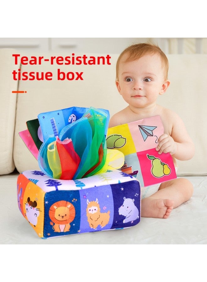 Tear-Resistant Baby Cloth Book Early Education Toy Infant Tissue Box Gift For 0-3 Years Old Babies Visual And Sensory Development-Color:Bus Tissue Box ]  - Image 4