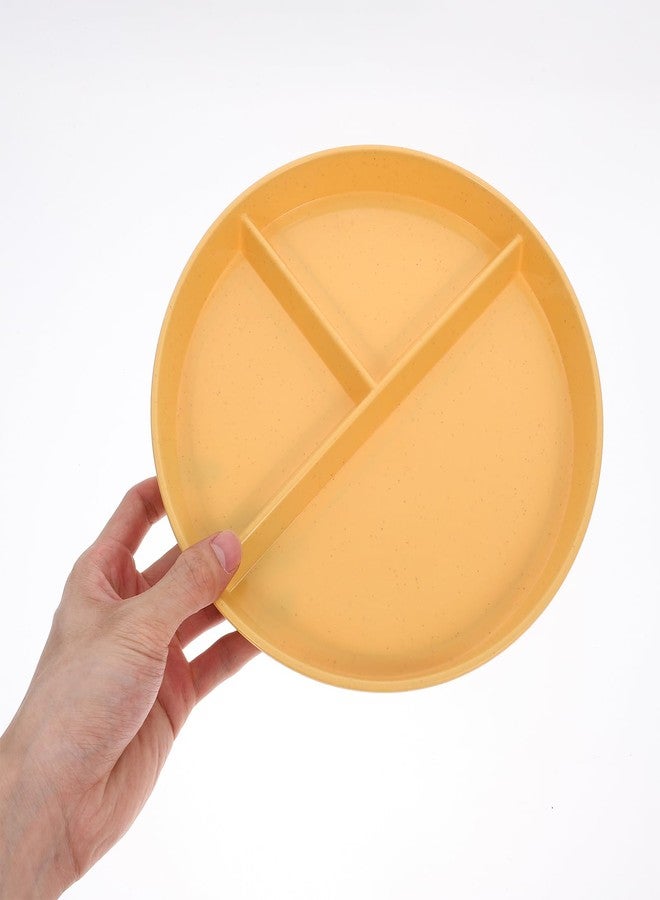 PRETYZOOM 9In Divided Portion Control Plate - 4-Compartment Wheat Straw Tray, Non-Slip Base for Balanced Meals, Snacks & Food Storage - Microwave-Safe for Adults & Kids - Image 3