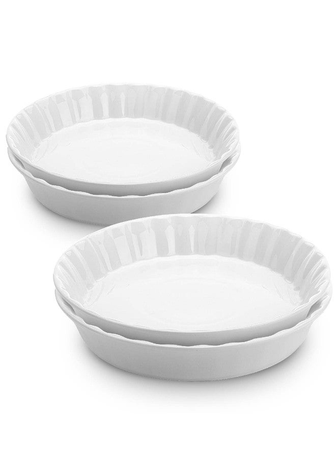 Brew To A Tea BTaT- Ceramic Pie Pan for Baking, 4 Pack, 10.5" & 9.5", Porcelain Ceramic Pie Plate for Salad, Pasta, Fruit and Tart, Freezer, Oven, Microwave and Dishwasher Safe - Image 1