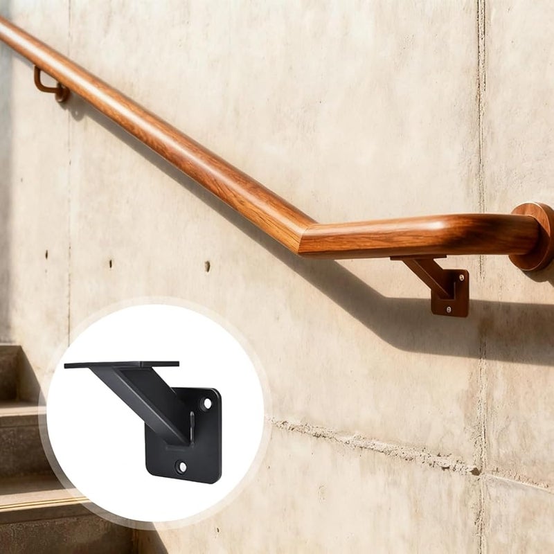 Heavy Duty Steel Handrail Brackets 8 Pack Black Finish For Flat Wood 3 X 3 Inch - Image 4