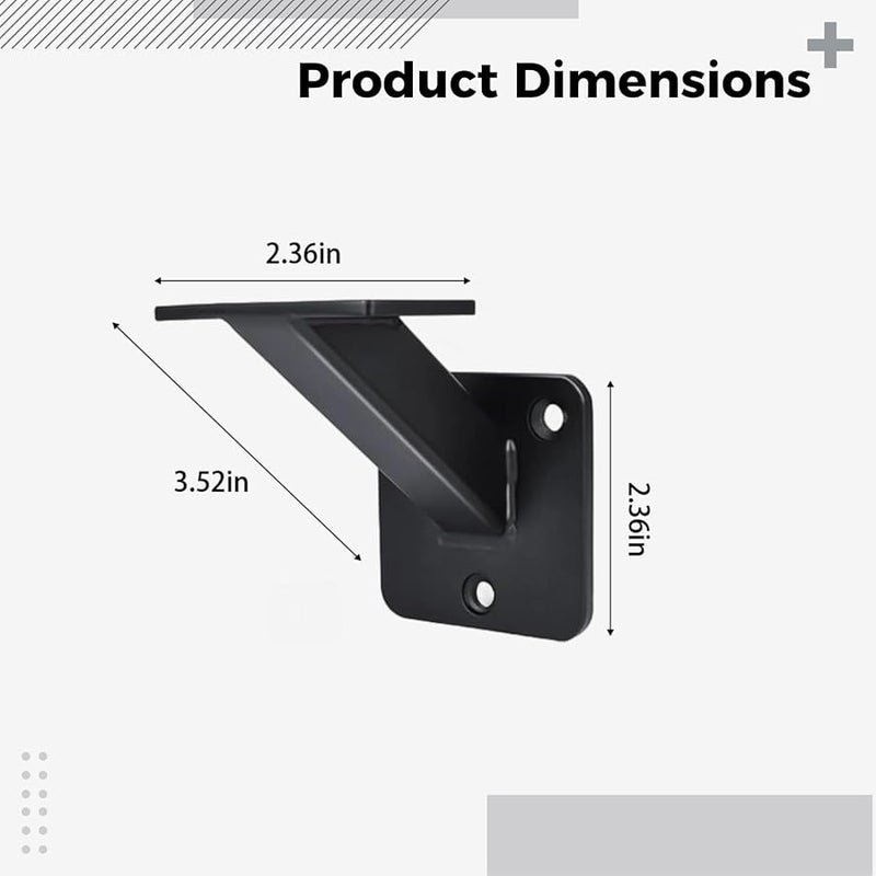 Heavy Duty Steel Handrail Brackets 8 Pack Black Finish For Flat Wood 3 X 3 Inch - Image 5