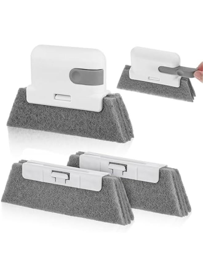 Window Cleaning Brush, Groove Cleaning Brush Tool Handheld Window Sliding Door Track Cleaner with 2 Replacement Cloth for Tile Lines Shutter Sill Car Vents Keyboard Small Spaces Clean Kit - Image 1