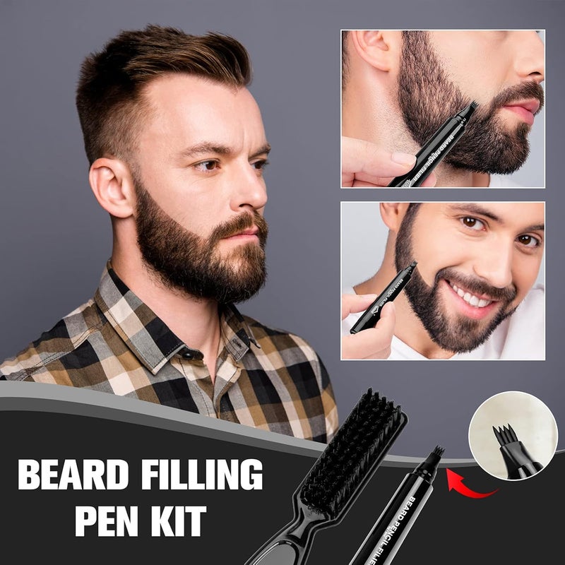 Beard Filling Pen Kit for Men Barber Pencil-Water Proof& Sweat Proof, Long La... - Image 5