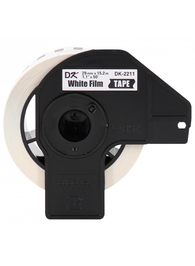 Brother Genuine DK-2211 Continuous Length Black on White Film Tape for Brother QL Label Printers, 1.1" x 50' (29mm x 15.2M), 1 Roll per Box, DK2211 - Image 1