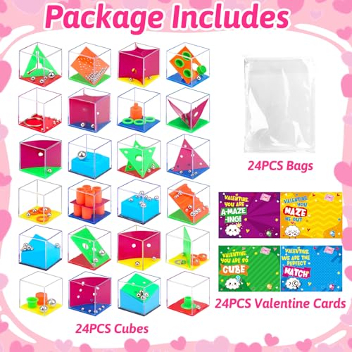 Basytodio 24 Pack Valentines Gifts for Kids Classroom Mini 3D Brain Teaser Puzzles Cubes Funny Valentine Day Exchange Cards for Kids School Valentines Treat Party Favors for Class Boys Girls Fidget Toys Bulk - Image 5
