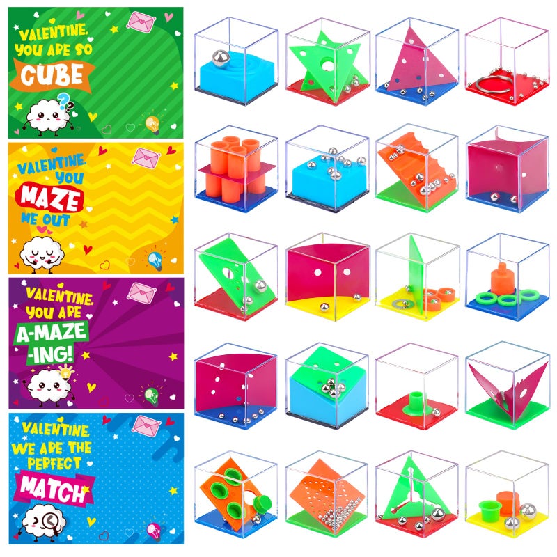 Basytodio 24 Pack Valentines Gifts for Kids Classroom Mini 3D Brain Teaser Puzzles Cubes Funny Valentine Day Exchange Cards for Kids School Valentines Treat Party Favors for Class Boys Girls Fidget Toys Bulk - Image 3