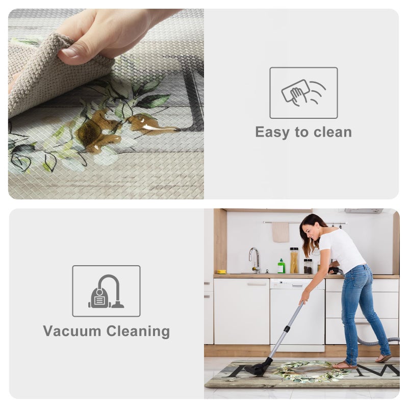 KIMODE Kitchen Mats for Floor 17"x47"+17"x29", Farmhouse Kitchen Rugs Sets of 2, Anti Fatigue Mats for Kitchen Floor, Cushioned Comfort Kitchen Floor Mats for Sink, Laundry, Desk Grey - Image 5