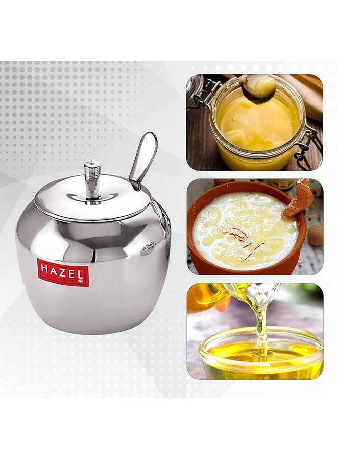Hazel حاوية زيت و سمن من الفولاذ المقاوم للصدأ مع ملعقة للمطبخ | سعة 260 مل حاوية زيت متعددة الاستخدامات - Image 5