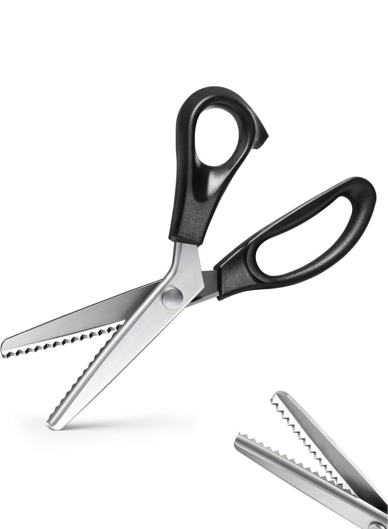 Dressmaking Scissors,Professional Stainless Steel Pinking Shears Comfort Grip,Serrated & Scalloped Blades Cut Tailor Decorative Tool - Fabrics Leather Paper Craft (Serrated 7mm)  - Image 1