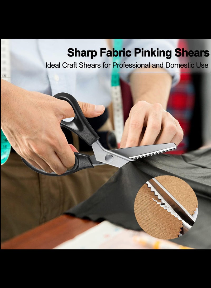 Dressmaking Scissors,Professional Stainless Steel Pinking Shears Comfort Grip,Serrated & Scalloped Blades Cut Tailor Decorative Tool - Fabrics Leather Paper Craft (Serrated 7mm)  - Image 5