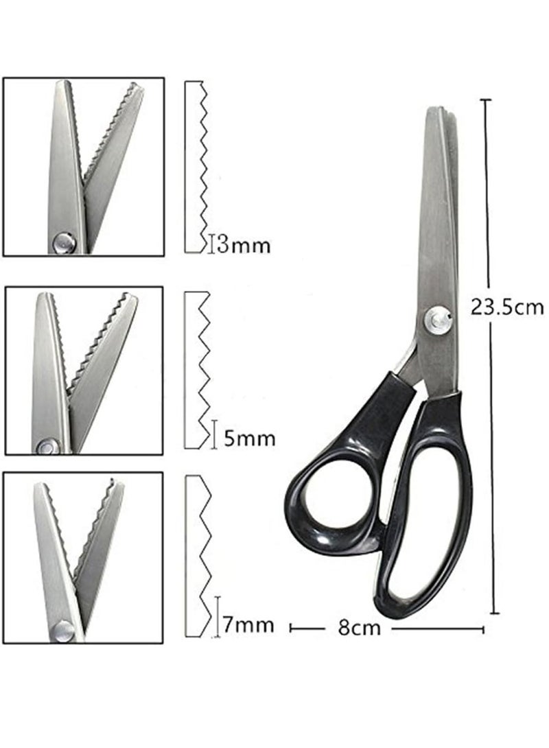 Dressmaking Scissors,Professional Stainless Steel Pinking Shears Comfort Grip,Serrated & Scalloped Blades Cut Tailor Decorative Tool - Fabrics Leather Paper Craft (Serrated 7mm)  - Image 4