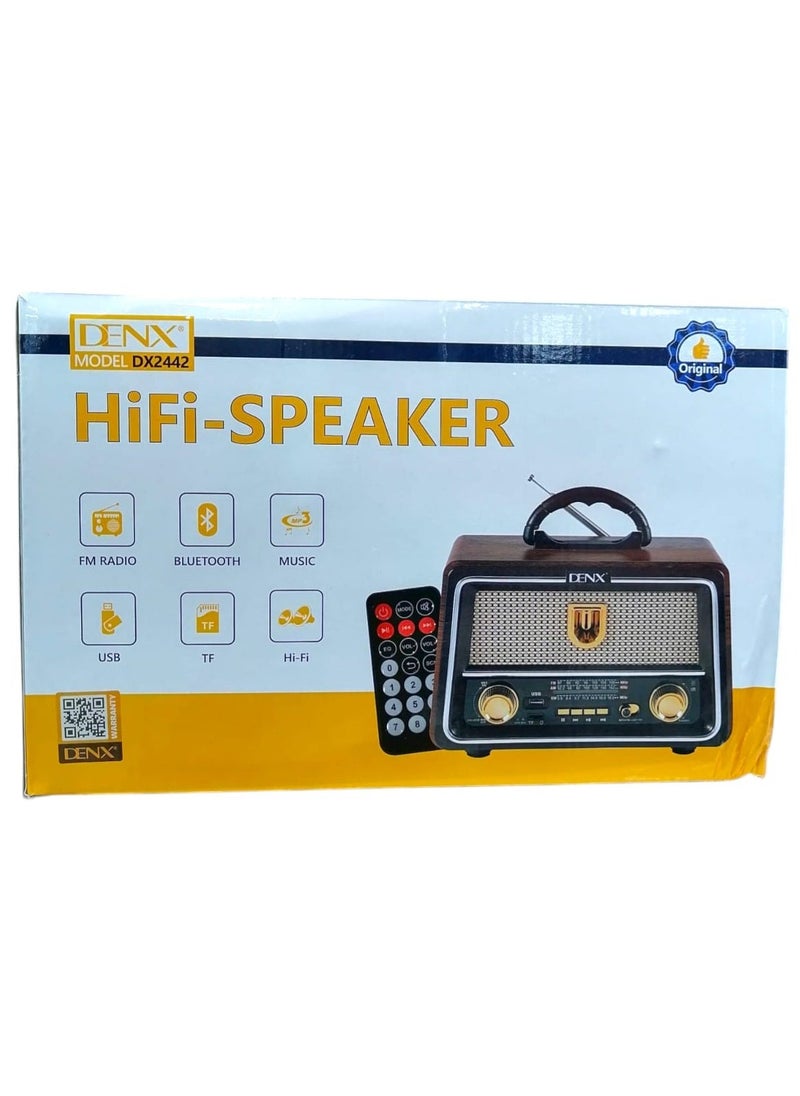 Denx Rechargeable Hi-Fi Radio With Remote Control, Large Capacity Battery, Portable, Retro Style Fm Radio, Support Bluetooth, Sd Card Slot, Usb  - Image 2
