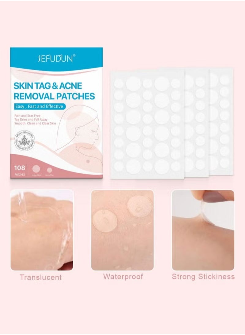 Sefudun Skin Tag and Acne Removal Patches Painless Easy to Use Effective Fast Transparent and Ultra-Thin Design Patches for Face and Body (108 Counts)  - Image 3