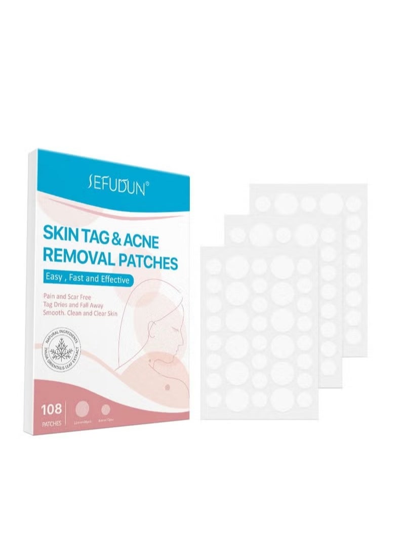 Sefudun Skin Tag and Acne Removal Patches Painless Easy to Use Effective Fast Transparent and Ultra-Thin Design Patches for Face and Body (108 Counts)  - Image 1