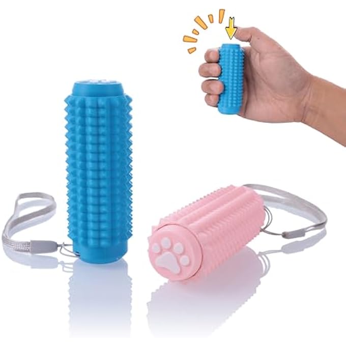 JHBEEY Little Ouchies Fidget, Pocket Mini Fidget Toy for Adults, 2pcs Spiky Grippie Stim Keychain for Anxiety Relief Positive(Pink + Blue) - Image 1