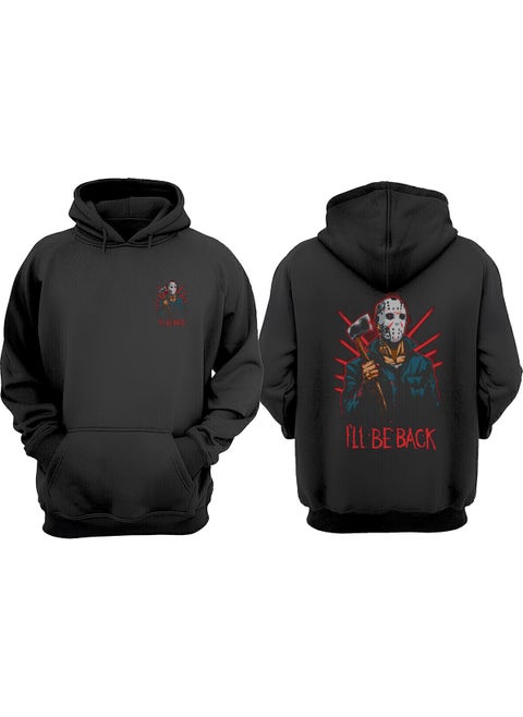 Unisex Friday the 13th Design Front Back Printed Regular Fit Black Sweatshirt