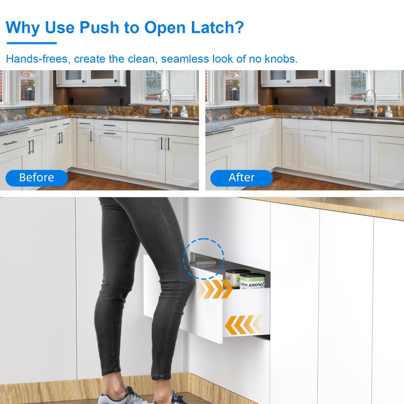 Jiayi Metal Door Latches for Cabinets Jiayi 8 Pack Push to Open Door Latch Heavy Duty Touch Latches Kitchen Door Push Release Latch for Drawer Closure Push Catch Press Out Cabinet Hardware - Image 3