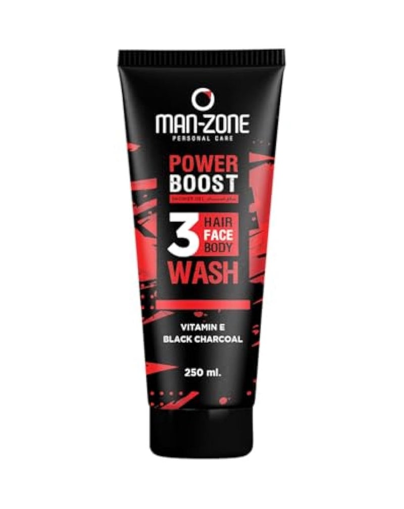 Man Zone Shower Gel 3 in 1 Hair, Face, & Body Wash Power Boost – 250 ml