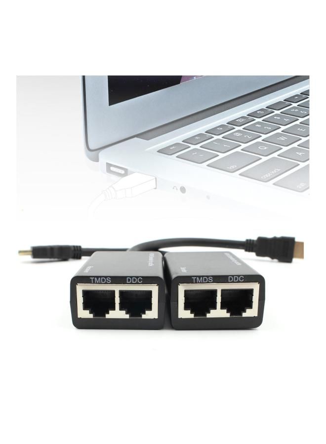 NIBEMINENT 2-Piece CAT5e CAT6 Extender HDMI To RJ45 Network Extension Amplifier Black - Image 3