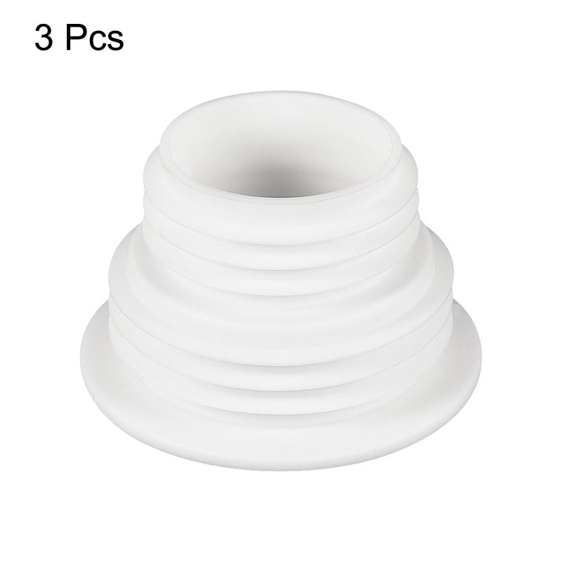 Potency Potency 3 Piece Drain Pipe Seal Hose Silicone Plug,Silicone Sealing Plug Kitchen Pipe Sewer Seal Ring Washing Machine Drain Connector Kitchen Laundry Bathroom(White)  - Image 3