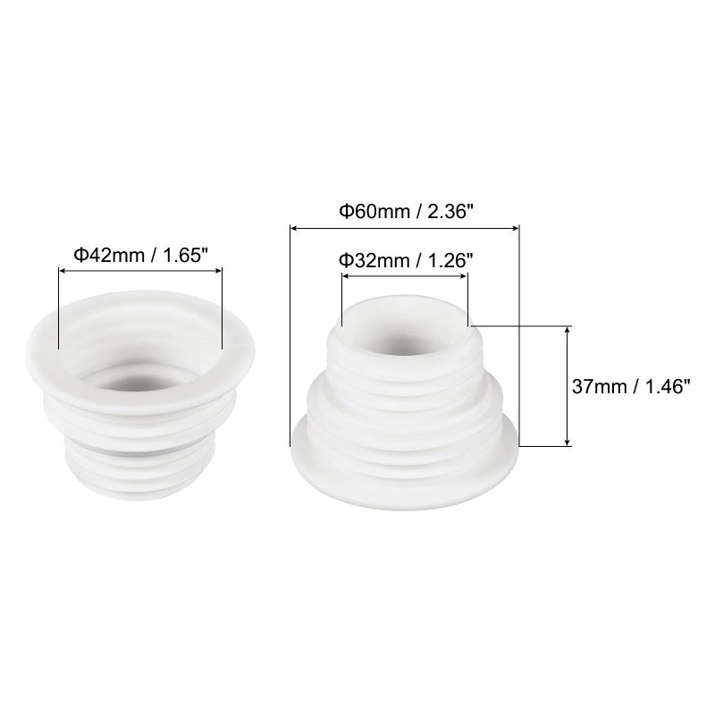Potency Potency 3 Piece Drain Pipe Seal Hose Silicone Plug,Silicone Sealing Plug Kitchen Pipe Sewer Seal Ring Washing Machine Drain Connector Kitchen Laundry Bathroom(White)  - Image 2