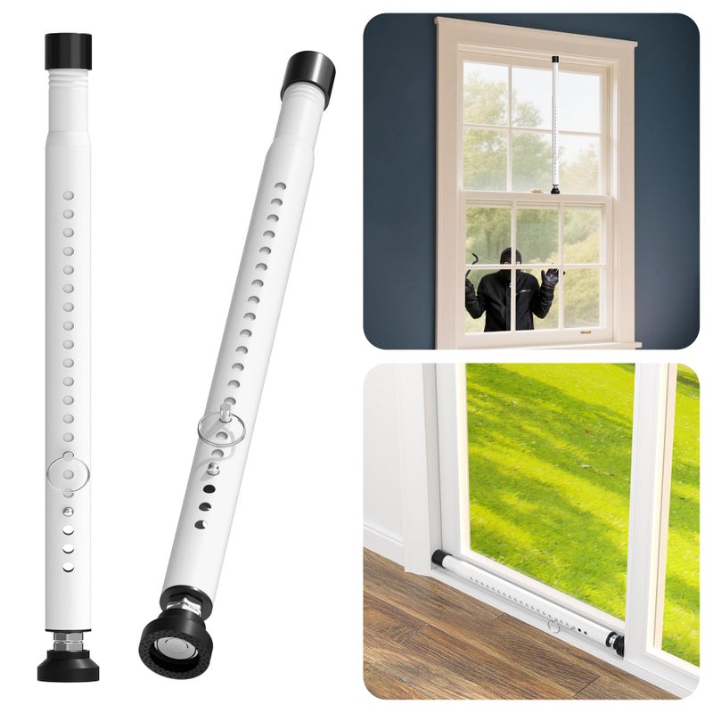 Keplrend Window Locks & Sliding Door Security Bar, 2 Pack Adjustable Child Safety Lock for Up/Down/Horizontal Windows & Sliding Glass Doors from Inside, for Apartment & Patio (17-50 Inch) - Image 1
