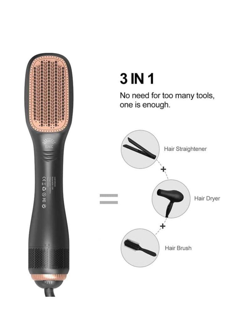 Hair Dryer Brush 3 in 1 Hot Air Brushes Blow Dryer Brush Hair Comb One Step Electric Hair Brushes Hair Straightener (gold) - Image 4
