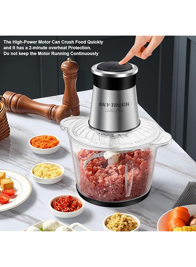 إيروريكس مفرمة كهربائية سعة 3 لتر｜محضرة لحوم بقوة 300 واط｜مفرمة طعام متعددة｜مستويان للسرعة｜4 شفرات حادة｜للحوم والخضروات والفواكه والمكسرات｜26*26*28سم｜استخدام مذكور｜حماية من الحرارة الزائدة لمدة دقيقتين｜قابلة للفصل - Image 2