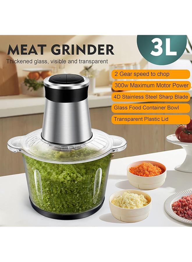 إيروريكس مفرمة كهربائية سعة 3 لتر｜محضرة لحوم بقوة 300 واط｜مفرمة طعام متعددة｜مستويان للسرعة｜4 شفرات حادة｜للحوم والخضروات والفواكه والمكسرات｜26*26*28سم｜استخدام مذكور｜حماية من الحرارة الزائدة لمدة دقيقتين｜قابلة للفصل - Image 3