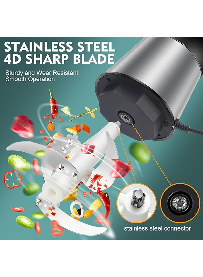 إيروريكس مفرمة كهربائية سعة 3 لتر｜محضرة لحوم بقوة 300 واط｜مفرمة طعام متعددة｜مستويان للسرعة｜4 شفرات حادة｜للحوم والخضروات والفواكه والمكسرات｜26*26*28سم｜استخدام مذكور｜حماية من الحرارة الزائدة لمدة دقيقتين｜قابلة للفصل - Image 5