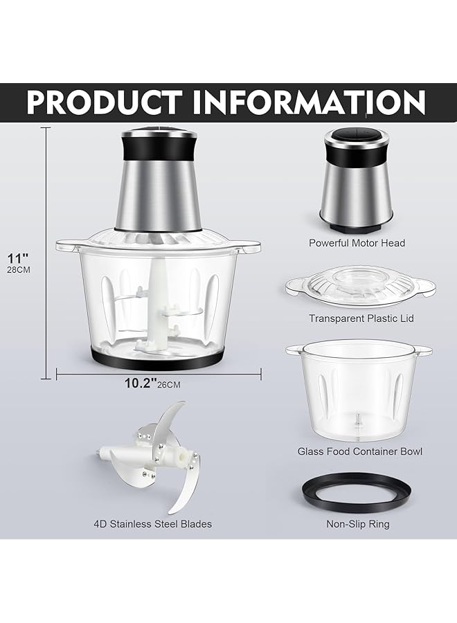 إيروريكس مفرمة كهربائية سعة 3 لتر｜محضرة لحوم بقوة 300 واط｜مفرمة طعام متعددة｜مستويان للسرعة｜4 شفرات حادة｜للحوم والخضروات والفواكه والمكسرات｜26*26*28سم｜استخدام مذكور｜حماية من الحرارة الزائدة لمدة دقيقتين｜قابلة للفصل - Image 4