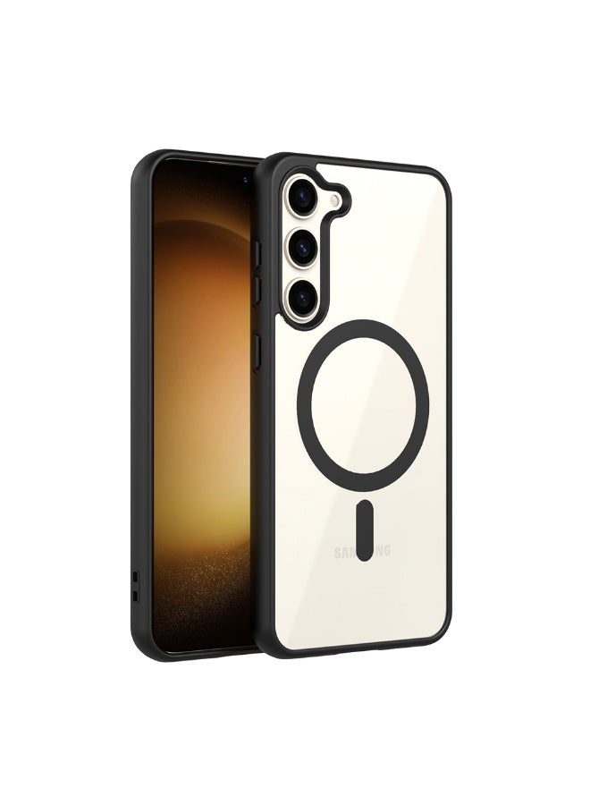 For Samsung Galaxy S22 Plus Magnetic Clear Case, Compatible with MagSafe, Built-in Camera Lens Protector, Luxury Plating Soft TPU Transparent Shockproof Slim Thin Cover. - Image 1