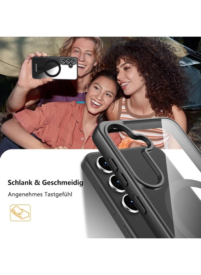 For Samsung Galaxy S22 Plus Magnetic Clear Case, Compatible with MagSafe, Built-in Camera Lens Protector, Luxury Plating Soft TPU Transparent Shockproof Slim Thin Cover. - Image 3