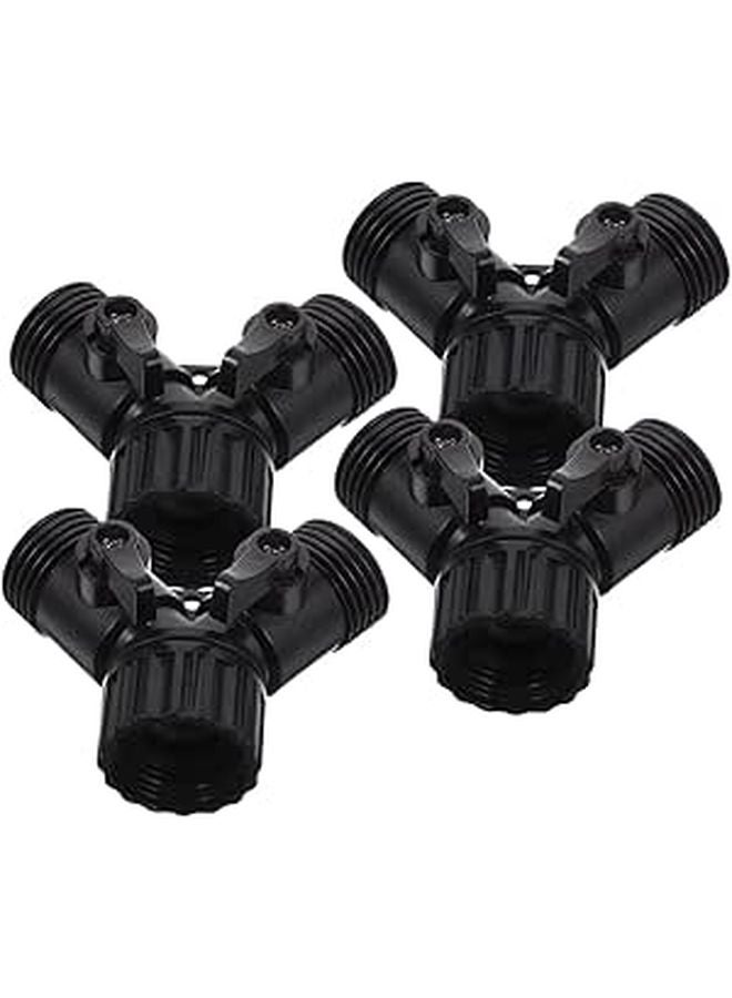 Garden Hose Y Splitter 4 Pack With Shut Off Valves Double Connector For Outdoor Irrigation - Image 1