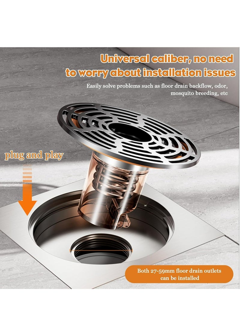 Oasisgalore 3 Pcs Stainless Steel Odour-Trap Floor Drains, Anti-Clog, Backflow Prevention, for Balcony, Bathroom, Kitchen - Image 5