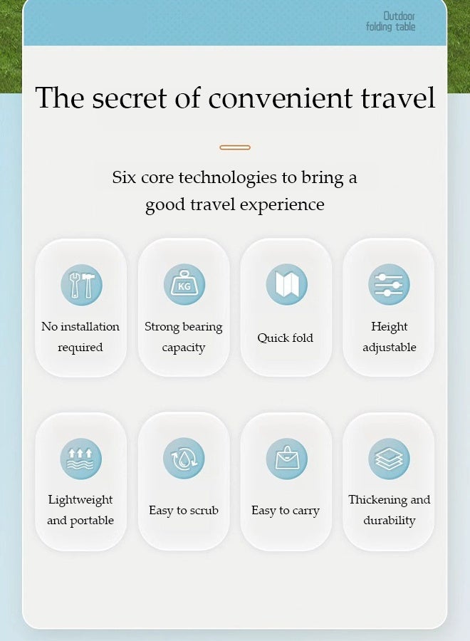 DUNISO Folding camping table, portable aluminum alloy beach table, picnic table ，with four Oxford cloth stools, adjustable height, with handle design, suitable for indoor, outdoor, picnic, party, barbecue - Image 3