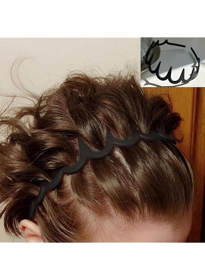 KASTWAVE Fashion No Slip Effortless Plastic Headbands Teeth Comb Black Skinny Hair Bands For Women Men Teen Girls Matte Black (8Pcs) - Image 4