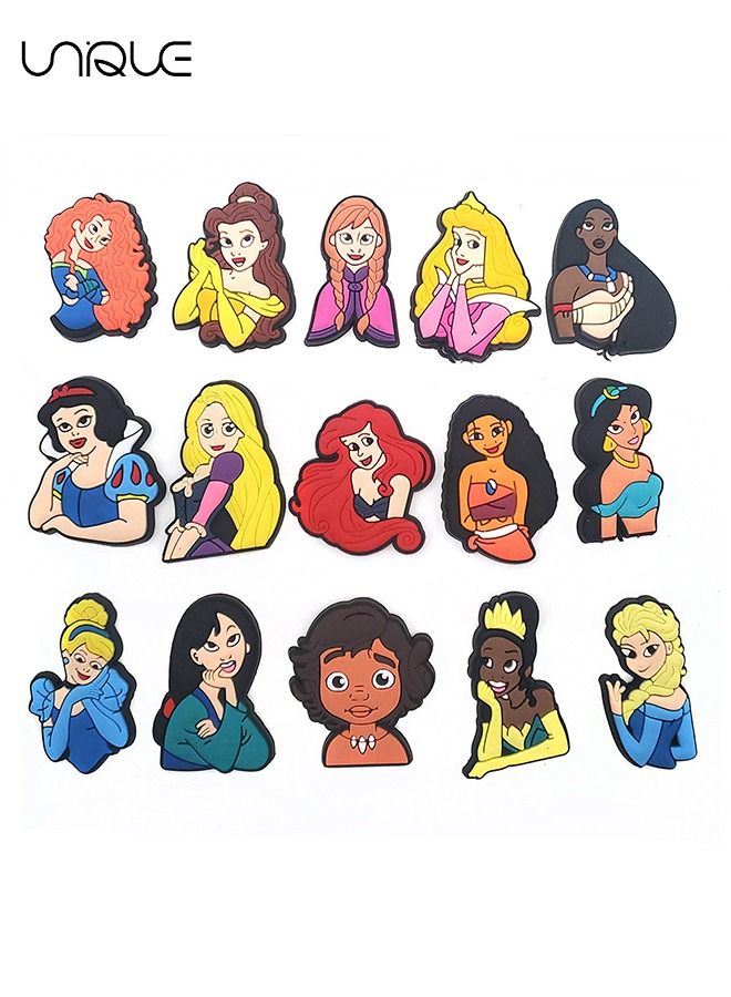 يونيك 15 قطعة من أبازيم الأحذية من سلسلة الأميرة - أبازيم أحذية سلسلة الرسوم المتحركة - لأحذية الثقب ، زخرفة الصندل ، هدايا للأطفال والأولاد والبنات والرجال والنساء - Image 2