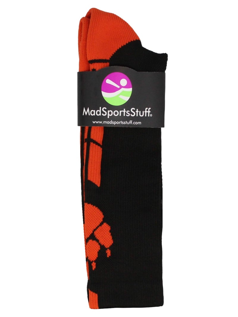 MadSportsStuff Wild Paws Crew Socks (Black/Orange, Medium) - Image 2