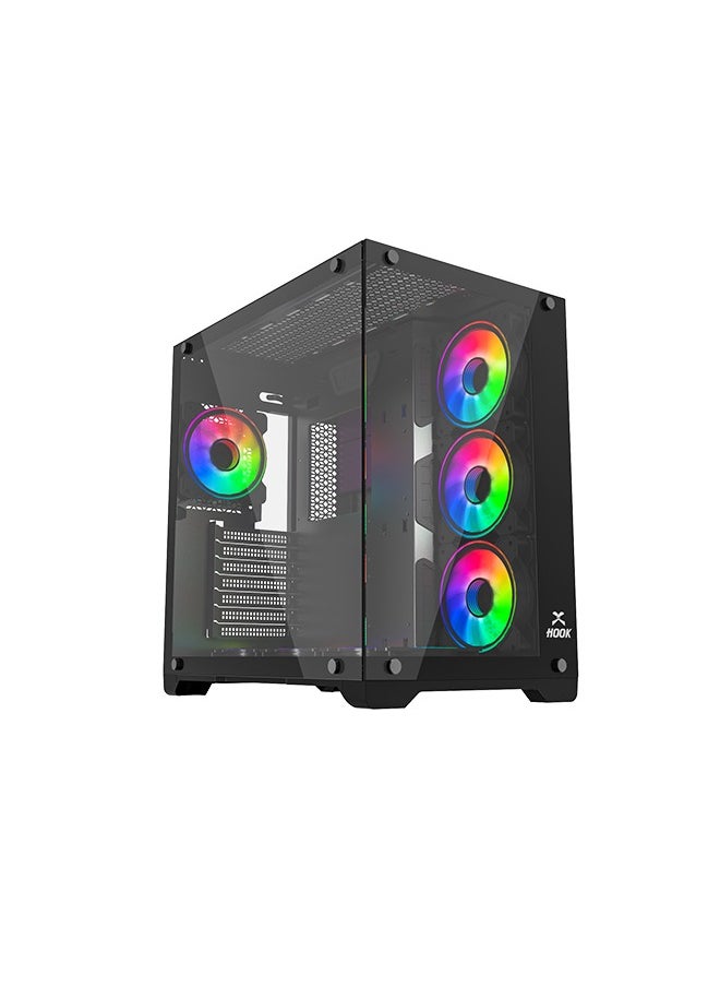 Generic Gaming Case Hook 1PZ Black 7 Fan ARGB 2 Side Glass  - Image 1