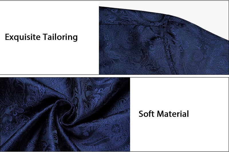 DiBanGu Mens Silk Paisley Dress Shirts,Long Sleeve Button Down Shirt Casual Regular Fit Shirt for Men Wedding Party, Blue, X-Large - Image 5