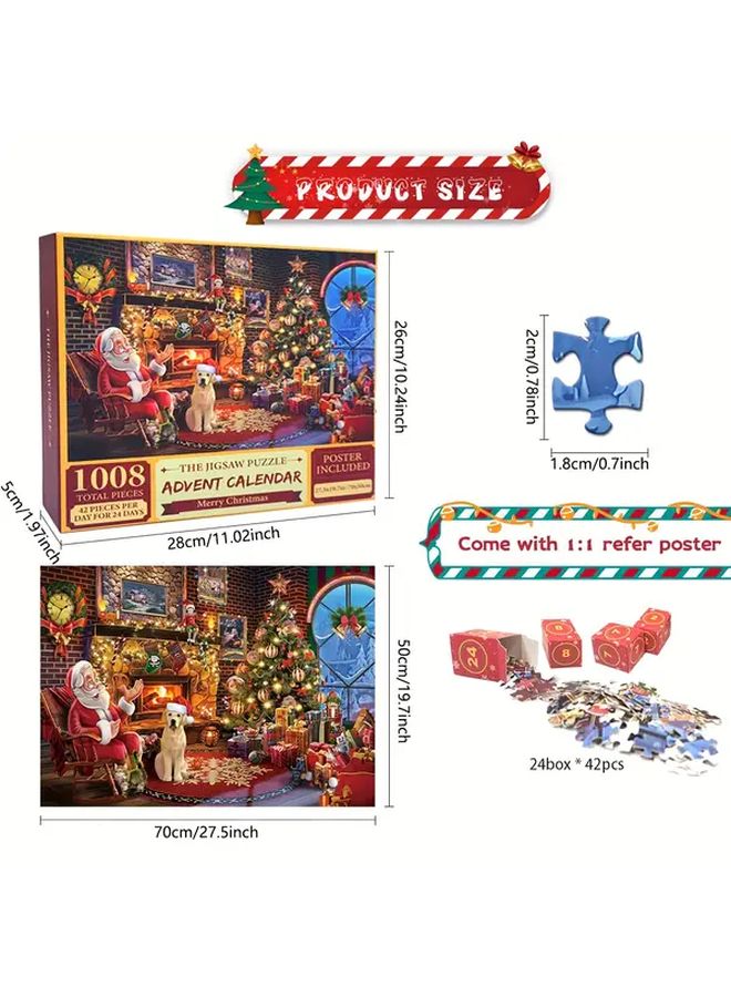 1008 Pcs Advent Calendar Jigsaw Puzzle Family Fun Christmas Countdown Premium Quality - Image 3