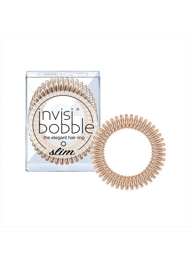 invisibobble SLIM Traceless Spiral Hair Ties - Bronze Me Pretty - Strong Elastic Grip Coil Hair Accessories for Women - No Kink Non Soaking - Gentle for Girls Teens and Thick Hair, 3 Count (Pack of 1) - Image 1