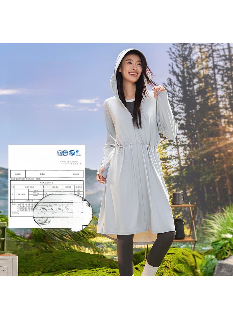Generic Womens Summer 2024 Long UV Protection UPF50+ Lightweight Jacket Light gray 