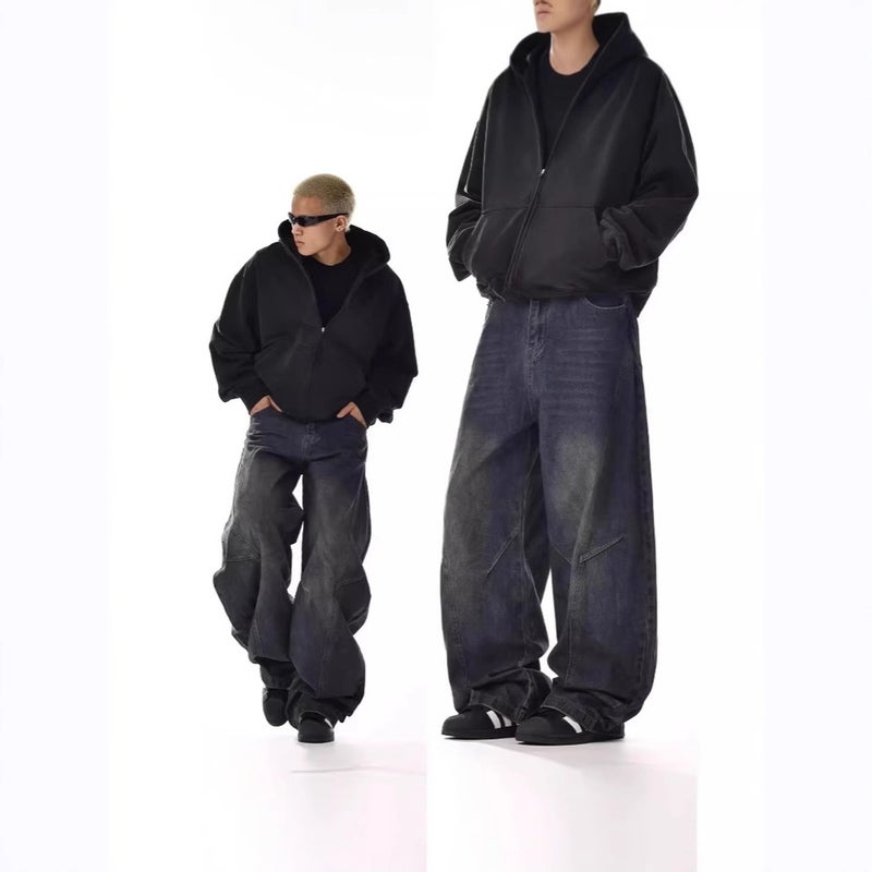 Unisex Classic Denim Jeans Loose Fit Daily Outdoor Wear - Image 2